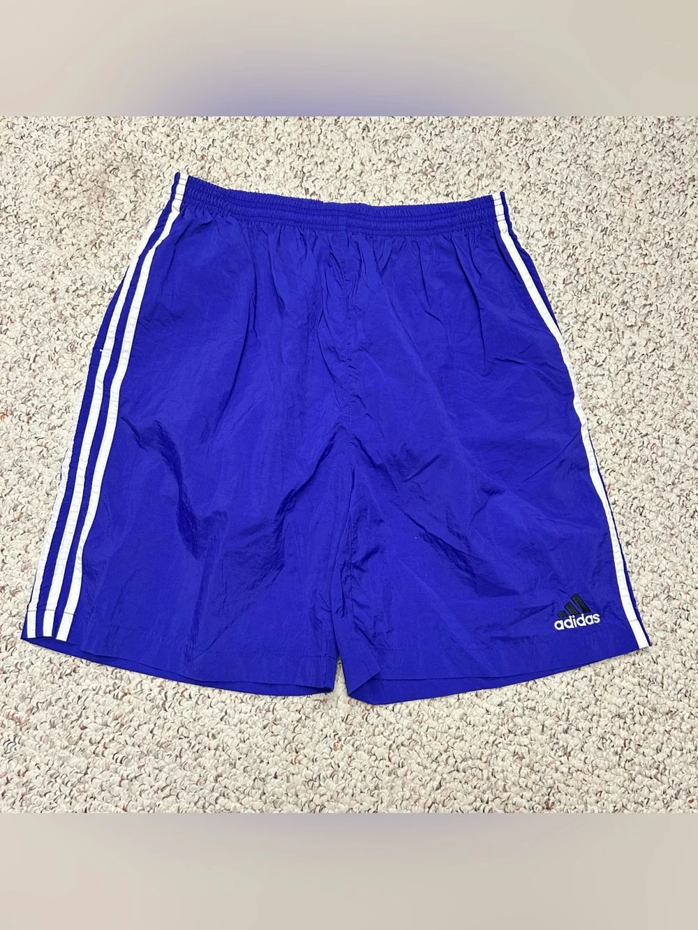 Vintage 2000 Retro Adidas Nylon Shorts PURPLE 8” Soccer Size Large (30)